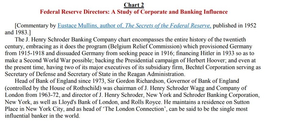 Fed interest-rate bankers make a killing. They get the interest on the national debt, about $450 billion dollars this year ...free. Even though the American Revolution of 1776 was fought to stop the Bank of England charging interest, and even though the U.S. Constitution calls for a publicly-owned bank that doesn't charge interest, there was a financial coup in 1913, and Congress sold out& turned over the control of U.S. money to private bankers, a bankster cartel of eight families ...many of which are not even U.S. citizens. THESE EIGHT FAMILIES ARE THE DEEP STATE.