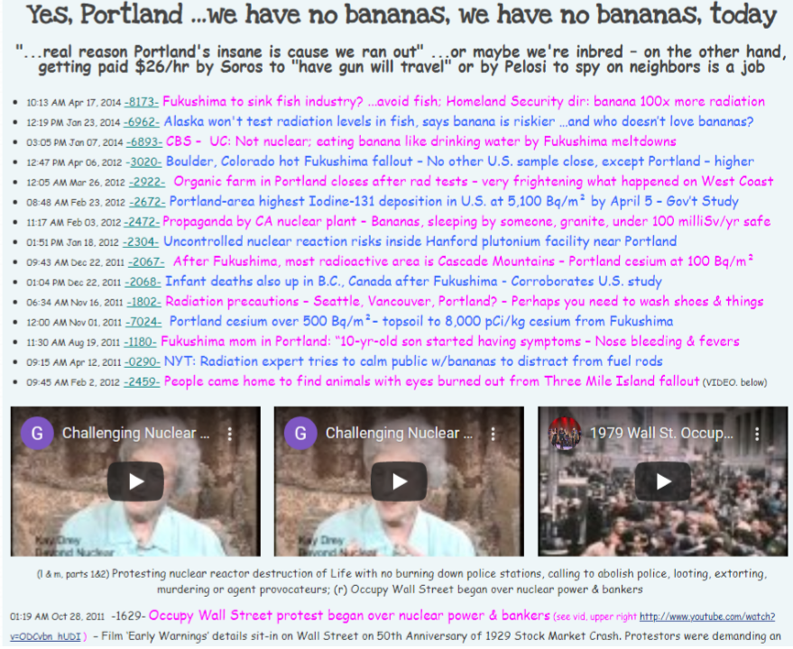 Yes Portland, we have no bananas today, even though nuclear experts say Hanford is safe as eating bananas