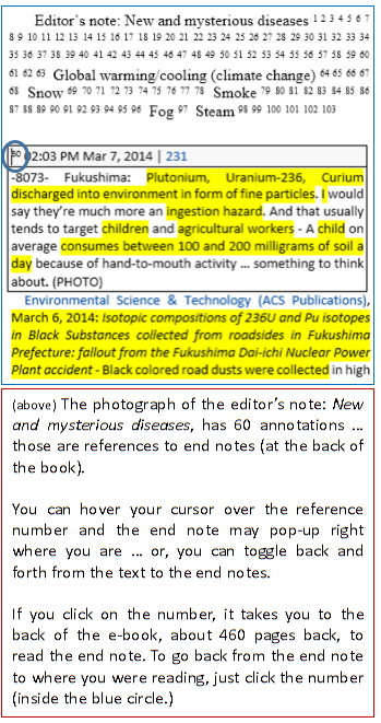 Nuclear Waste & Fallout Reference Database for Citizens  ~ 9,011 links to 25,000-35,000 published documents ~ primarily mainstream ~ secondarily scientific ~ Cell phone: Use PDF edition. Computer: Use MS Word edition with search engine to search database (for example) by state, country, city, reactor, dump, waste, illness, fallout, radionuclide, animal, company etc. for documentation to win arguments at home, on the campaign trail, or in municipal, State, Federal or International court. 