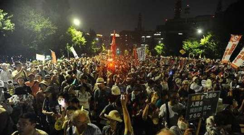 Japanese protest restarting nuclear reactors; government lied & imprisoned any journalist who used the worlds 'meltdown[' or 'mox' (enriched uranium) and denied there were meltdowns for 4-5 years & made sure doctors who described radiation sickness symptoms were not paid.