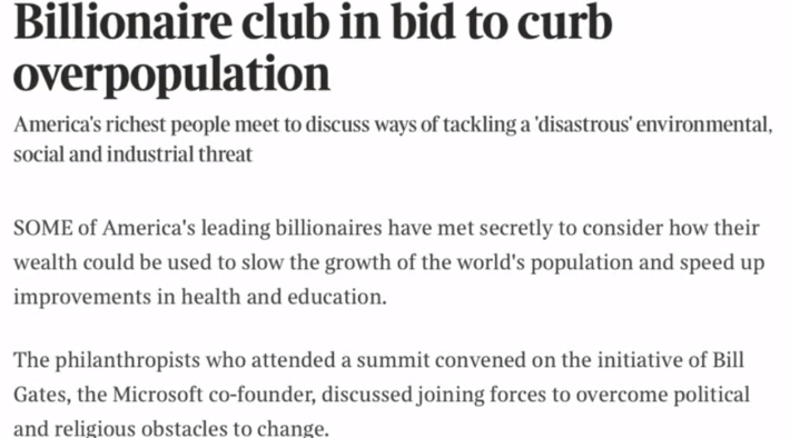 Billionaire club to murder overpopulation