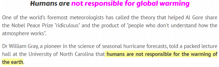 Humans are not responsible for global warming