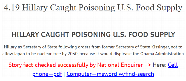 Hillary caught poisoning U.S. food supply