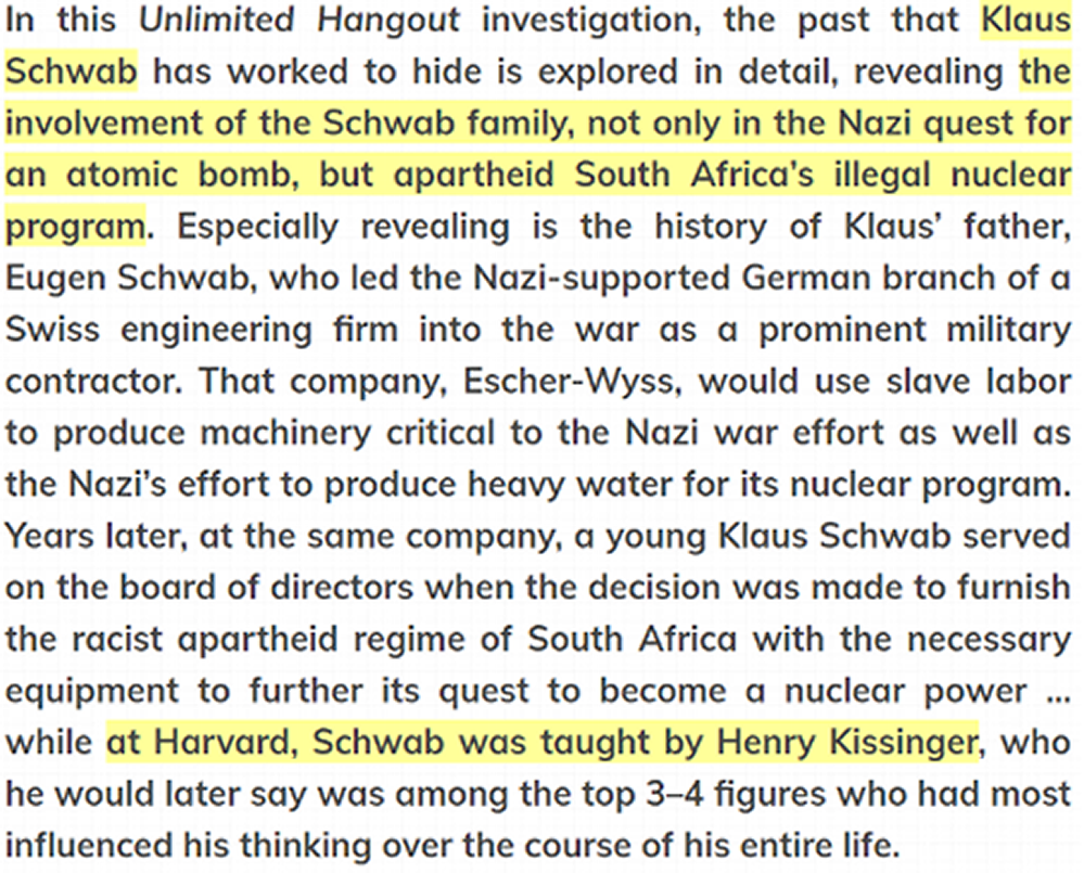 Klaus Schwab the World Economic Forum arm of the City of London interlocking international directorate of central banks