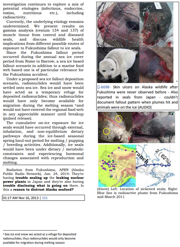 Results of gamma ray analysis (Cesium 134   * & 137) of muscle tissue in control and diseased seals