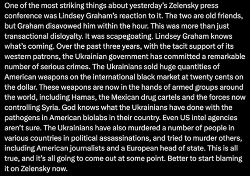 Zelensky's crimes come home to roost